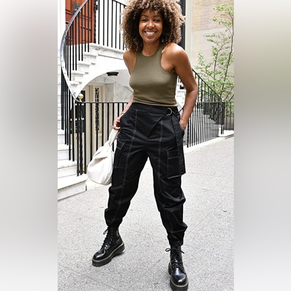 KarenBritChick x Amazon The Drop High Waist Belted Cargo Pants Sz S